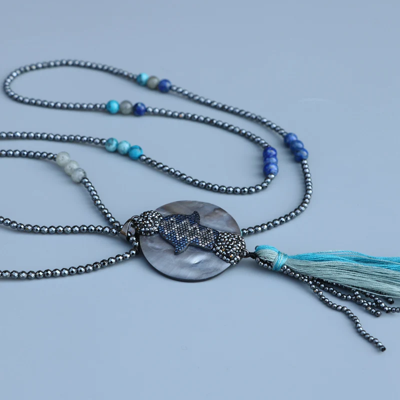 Женское Ожерелье EDOTHALIA длинное ограненный гематит 3 мм|long necklace|bead necklacenecklaces for women |