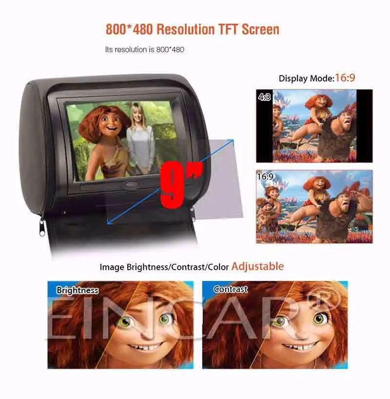 Top Eincar 9inch 2PCS Car DVD Player Pillow Headrest Multimedia LCD Wide Screen Auto Monitor Support 32 Bit Games IR FM+IR headphone 12 Top Eincar 9inch 2PCS Car DVD Player Pillow Headrest Multimedia LCD Wide Screen Auto Monitor Support 32 Bit Games IR FM+IR headphone 12