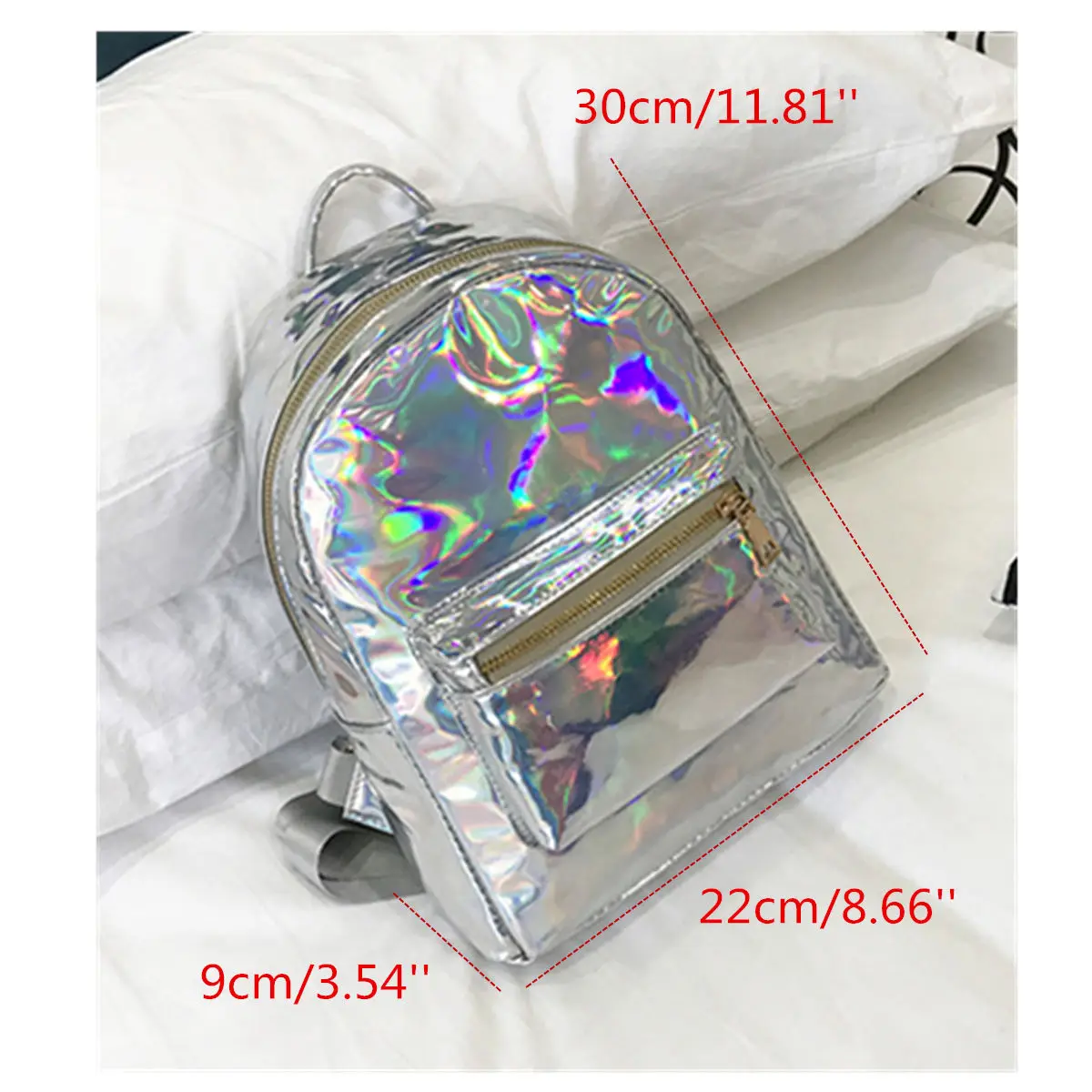  Silver Gold Pink Laser Backpack women girls Bag leather Holographic Backpack school bags for teenag - 32830846094