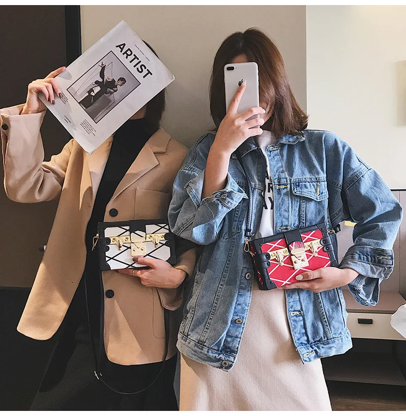 Прошитая популярная цветная маленькая сумка "бокс" Женская Новая модная высококачественная повседневная сумка через плечо