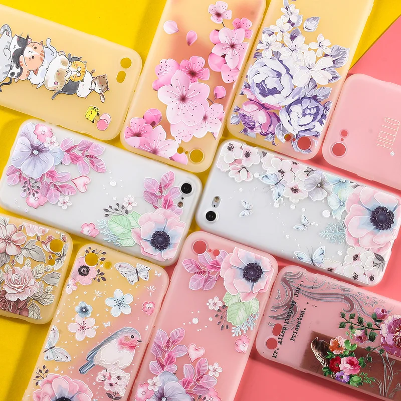 Чехол для iPhone 7 3D рельефный силиконовый чехол 8 Plus 6 6S 5 5S SE X XS Max XR Роскошный милый