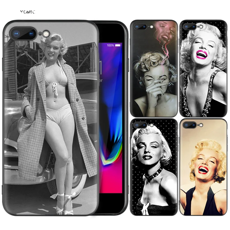 

Silicone Case Shell Coque for iPhone 7 8 6 6S Plus X XS MAX XR 5C 5 5S SE 7Plus 8Plus 7+ 8+ Marilyn Monroe Pin Up Girl