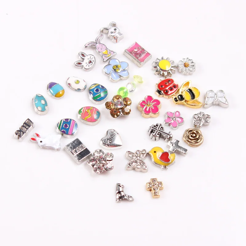 2017 Новые Пасхальные плавающие амулеты яйцо Rabit семья цветок бабочка Крест