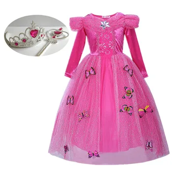 

Girl Pink Princess Party Fancy Dress Sleeping Beauty Costume Christmas Gift for Children Carnival Holiday Clothes 4-9Y