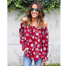 Women Summer Loose Long Sleeve Tops Slash Neck Off Shoulder Blouse Shirt Casual Fashion UK STOCK