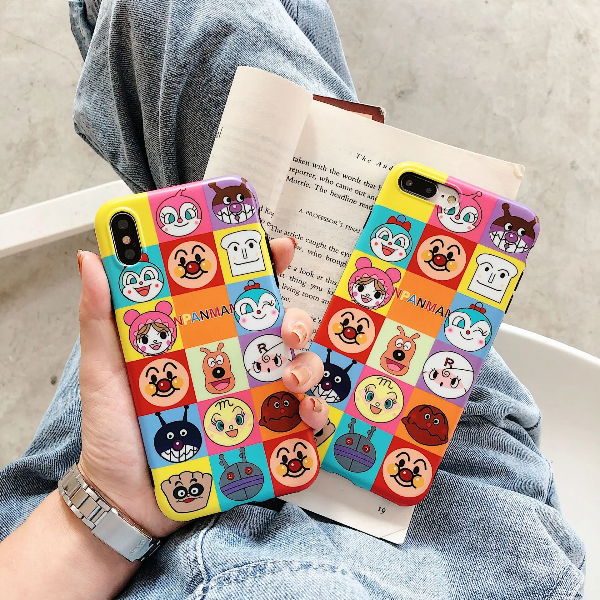 

Japanese Anpanman kawaii anime phone case For coque iphone 7 puls 8 6s 6 plus case silicon matte shell for iphone cover X XR XS