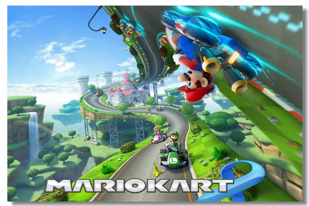 Пользовательские холст настенная видео игра плакат &quotСупер Марио&quot Mario Kart 8 обои