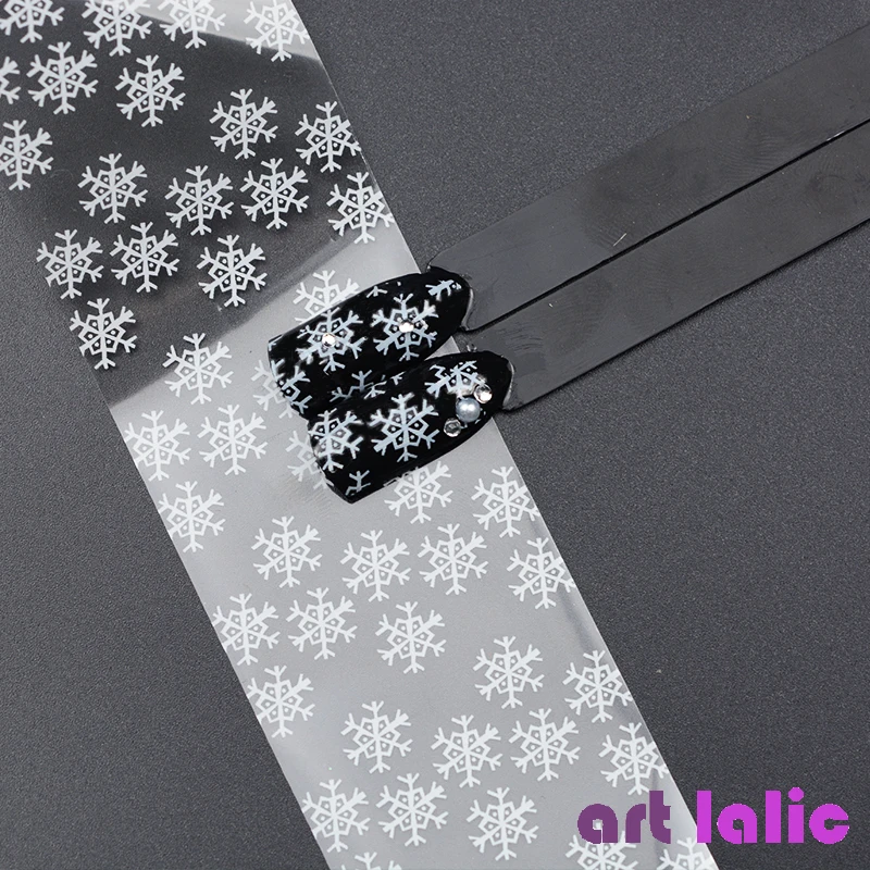 1 рулон 4*100 см голографическая Снежинка Фольга для ногтей s Белый снег Рождественский дизайн ногтей переводная фольга переводная наклейка бумага