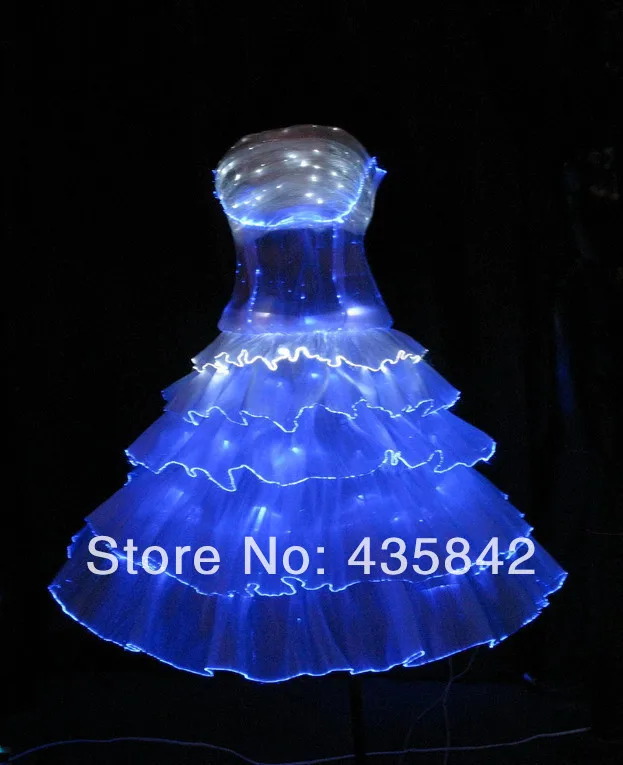 optic fiber luminous costumes light up led dress for your stage