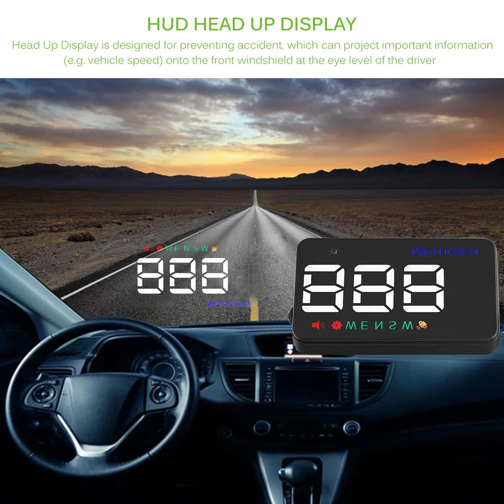 Onever gps HD Head Up дисплей автомобиля проекционный Спидометр лобовое стекло компас-одометр более скорость сигнализации навигации