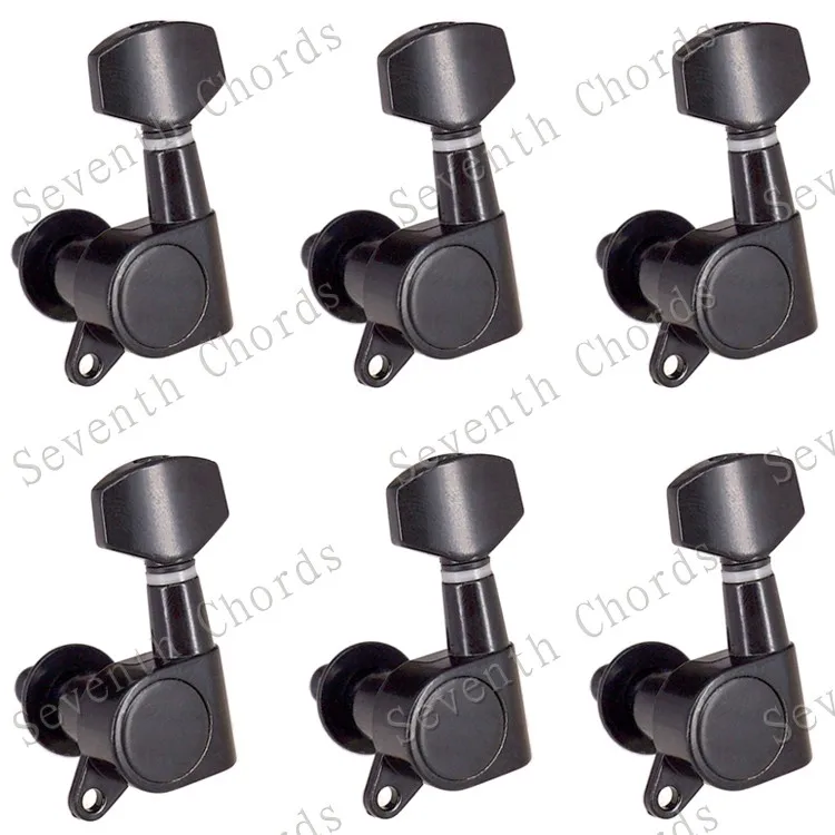 Набор 6 шт. Sealed-gear Guitar Tuning Pegs ключи тюнеры машинные головки для гитары-хромовый и черный и золотистый выбор - Цвет: Black A Set 6L