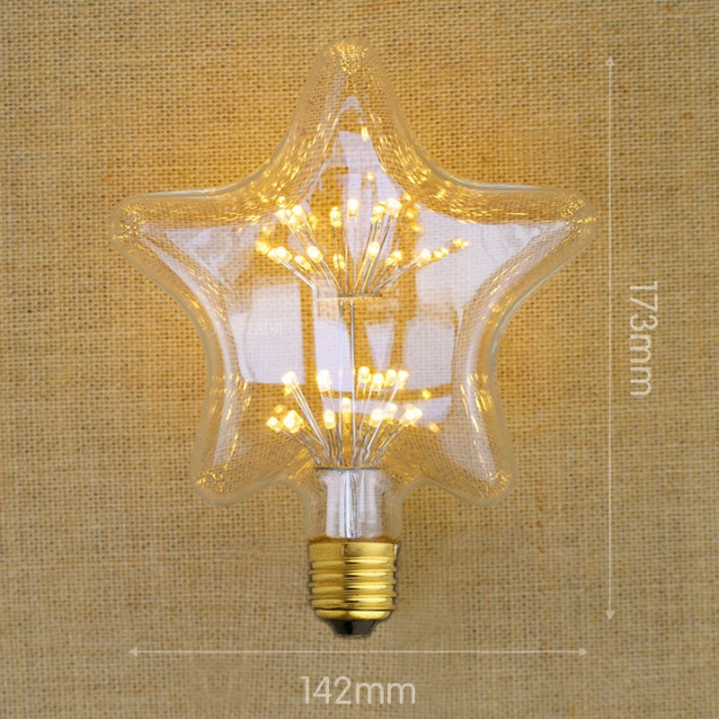 mrdeng led light bulbs smd3528 e27 2w 90 260v retro edison star shaped silicone light bulbs