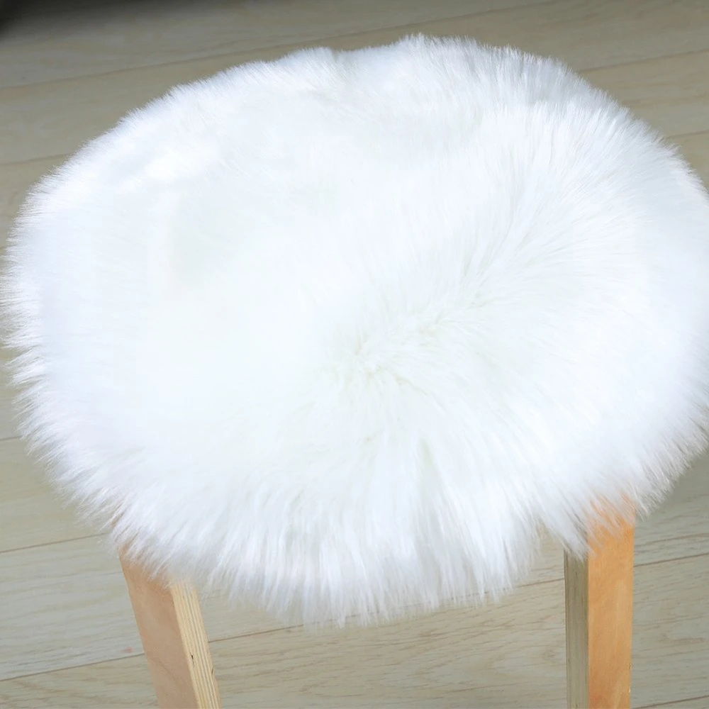 Free Ship Super Soft Round Seat Cushion Faux Fur Sheepskin Chair