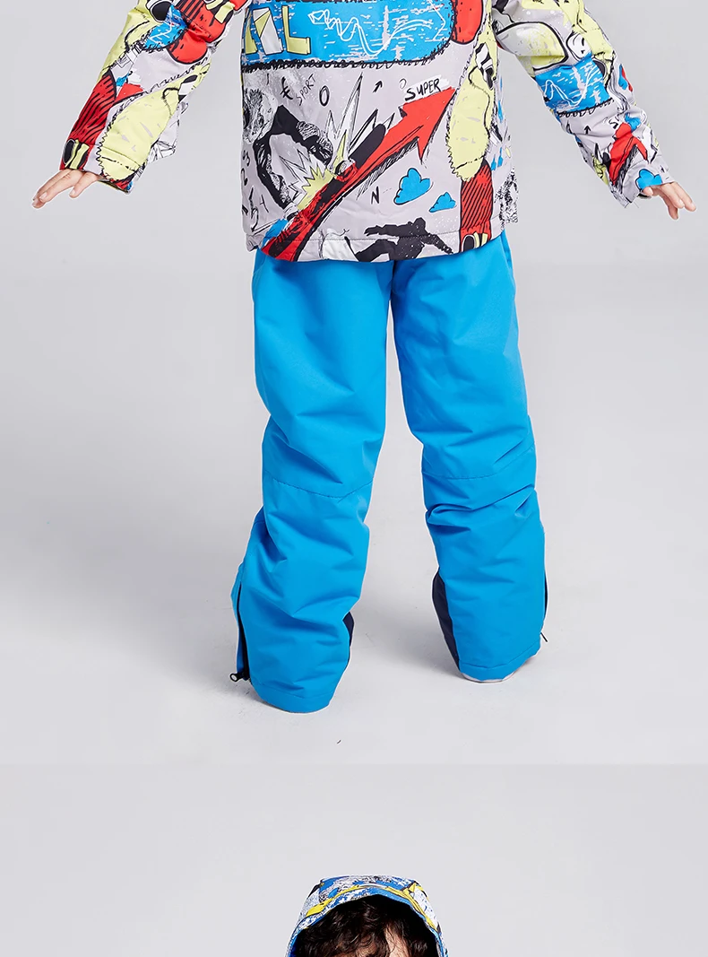 SEARIPE/детский лыжный костюм высокого качества; лыжная куртка для мальчиков; комплект со штанами; Водонепроницаемая Куртка для сноуборда; зимний детский лыжный костюм
