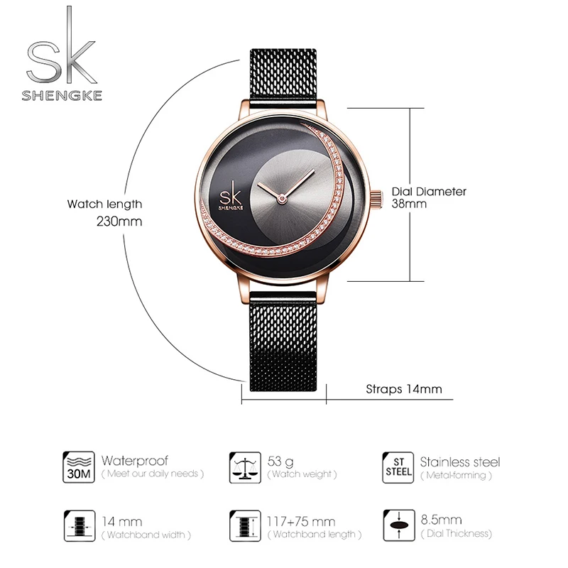 SK Fashion Luxury Brand Women Quartz Watch Creative Thin Ladies Wrist Watch For Montre Femme Female Clock relogio feminino