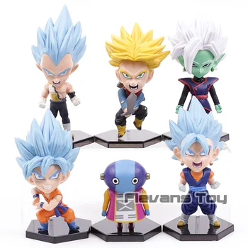 

Dragon Ball Super Super Saiyan God SS Blue Hair Son Goku Vegeta Vegetto Trunks Zamasu Zen o PVC Figures Toys 6pcs/set