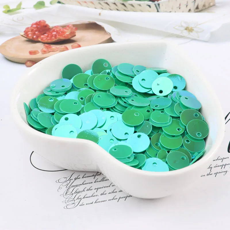 AB dark green 10 г(1000 шт) 6 мм, плоские круглые тесьма с пайетками для шитья свадьбы ремесло ПВХ конфетти-блестки для одежды аксессуары с 1 боковым отверстием - Цвет: AB dark green