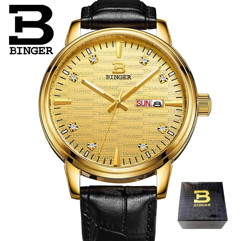 Часы для влюбленных Бингер, мужские и женские тонкие водонепроницаемые часы из нержавеющей стали/кожаные часы, кварцевые часы в деловом стиле - Цвет: Men watch 05