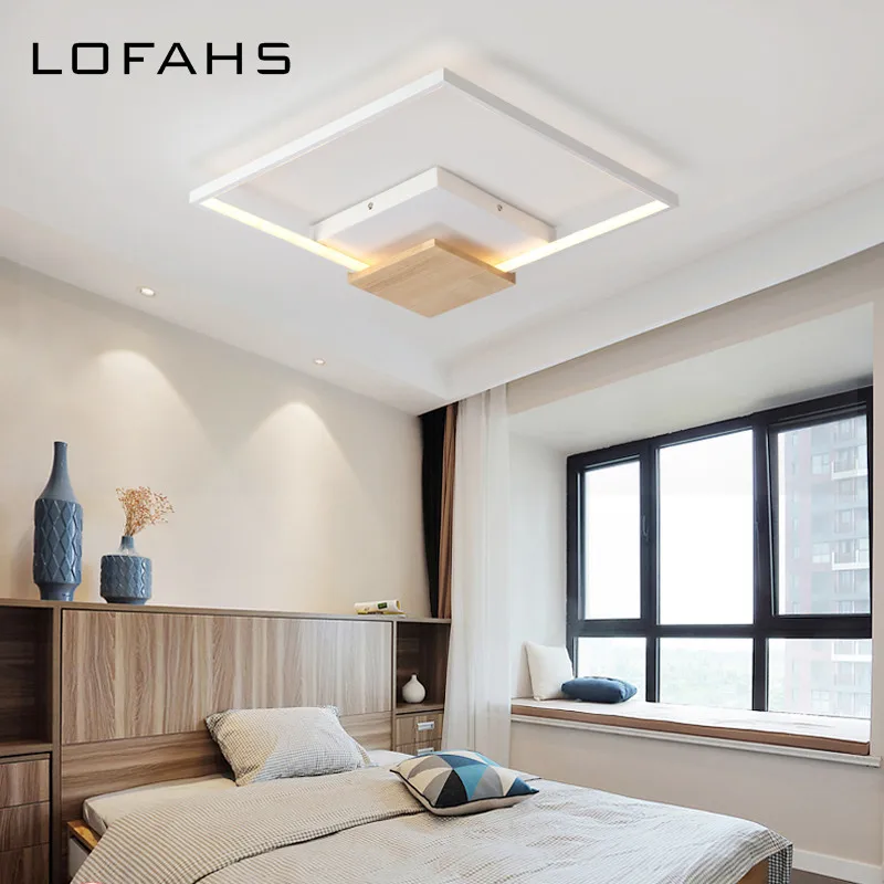 Lofahs Modern Led Ceiling Chandeliers Lighting Square Wood Art Ceiling Lamp Bedroom Aisle Balcony Office Dining Room In Chandeliers From Lights
