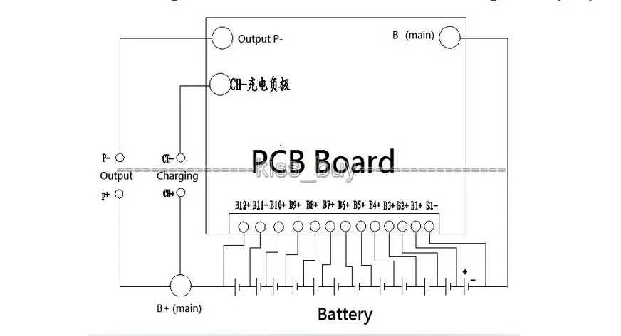 12S защита батареи BMS PCB плата для 12 упаковок 36В фосфатные литиевые ячейки макс. 15а с