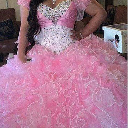 Длинные милые 16 платья Розовые органза Vestidos Para 15 Anos бальное платье Бальные платья