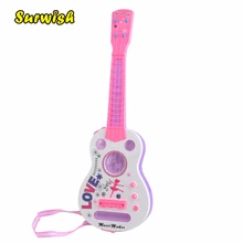 Surwish Simulation 4 String Flash Mini Guitar Детские Музыкальные инструменты обучающая игрушка 928B-розовый