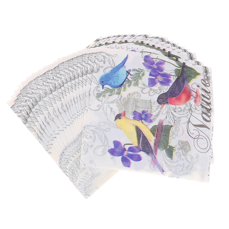

20pcs/set Soft Decoupage Butterfly Cow Flower and Bird Napkins Decor Festive & Party Paper Tissue Decoration