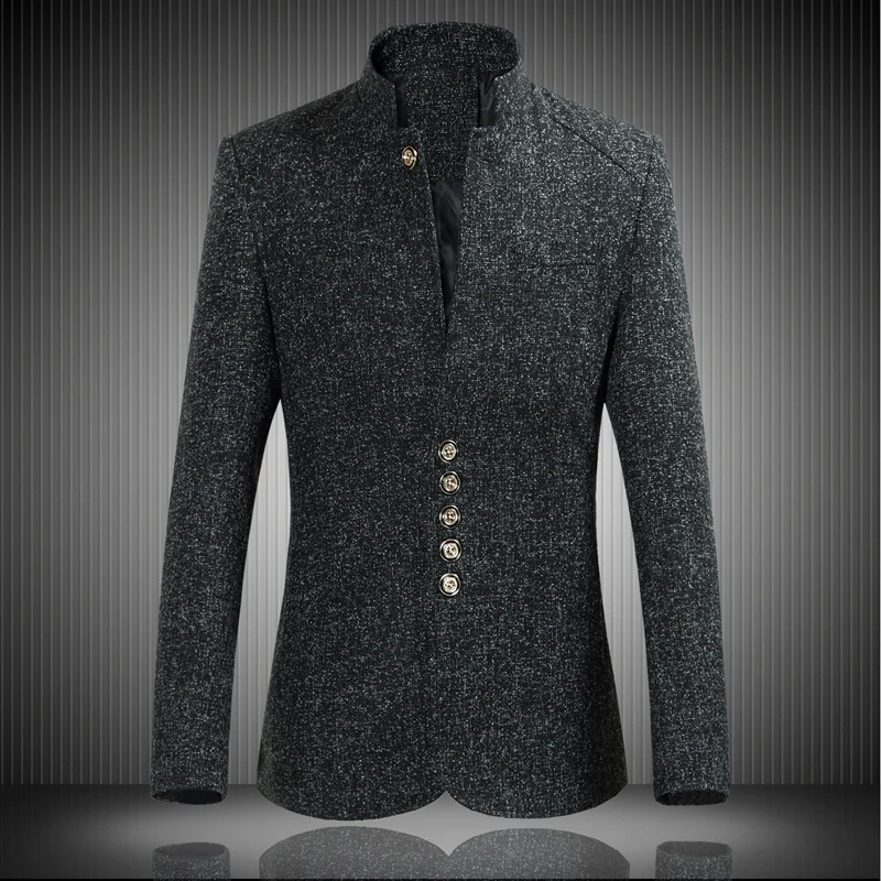 Autumn and winter new casual suit men's self-cultivation business jacket coat large size stand collar tunic men's suit S-6XL