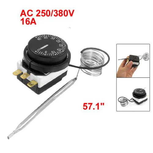 

DSHA New Hot 1NC 1NO AC 250V/380V 16A 0-40C Temperature Control Switch Capillary Thermostat