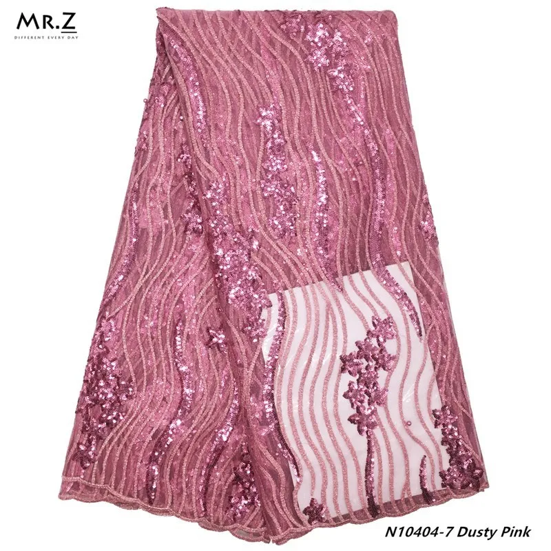 

Mr.Z 2019 High Quality African Lace Fabric Dusty Pink French Net Embroidery Sequins Tulle 3d Lace Fabric For Nigerian Party