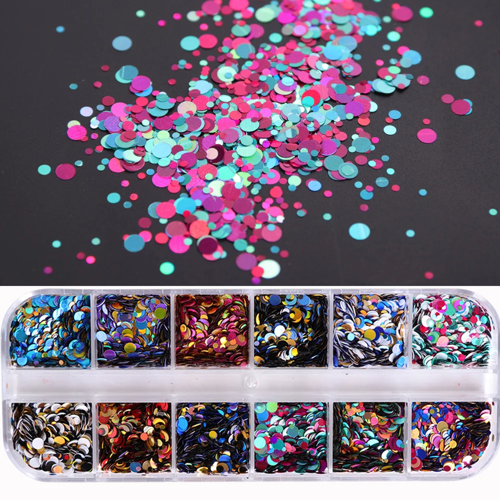 1 مجموعة هولو 3D مسمار الفن بريق الترتر رقائق شريحة متعددة شكل جولة/القلب/ستار/فراشة يتلألأ مانيكير ديكور نصائح JIA16