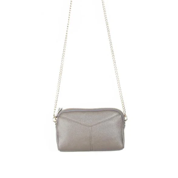 Женская сумка-клатч из натуральной кожи, женская сумка на плечо с цепочкой, сумки через плечо для женщин, маленькие сумки для телефона, вечерние сумки для девушек - Цвет: gray