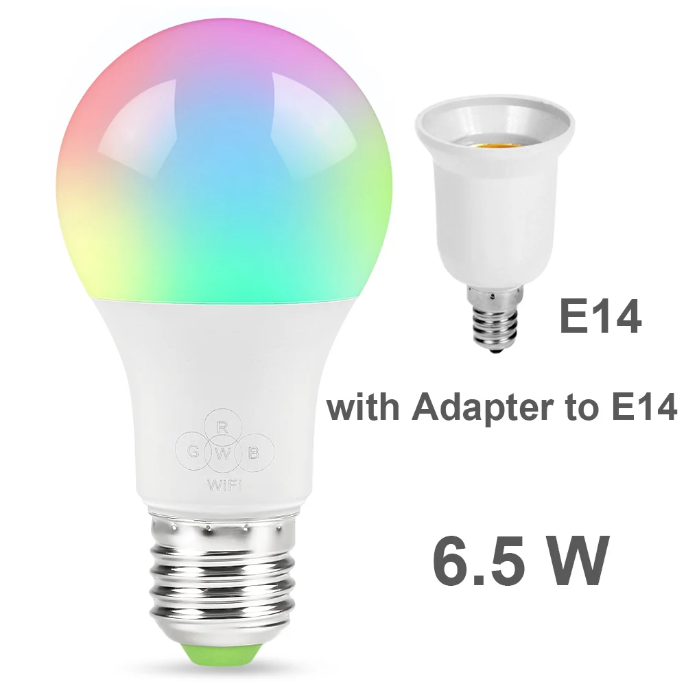 WiFi умный светильник с регулируемой яркостью многоцветный E27/E14/B22 6,5 Вт Светодиодный светильник совместим с Alexa и Google Assistant Smart Home - Цвет: E14   6.5W