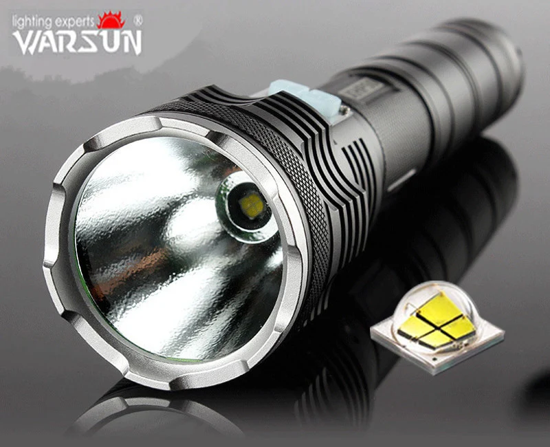 

Warsun bright Stepless dimming HP50 led flashlight 2500lm High power 26650 rechargeable Waterproof lantern with 2battery+charger