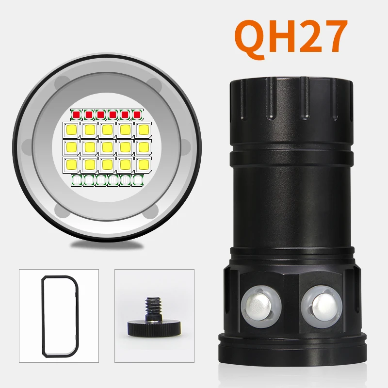  Diving Flashlight 18650 Torch Underwater Photography Light Video Lamp 15*5050 L2 White 6* Red 6* Bl - 32879105237