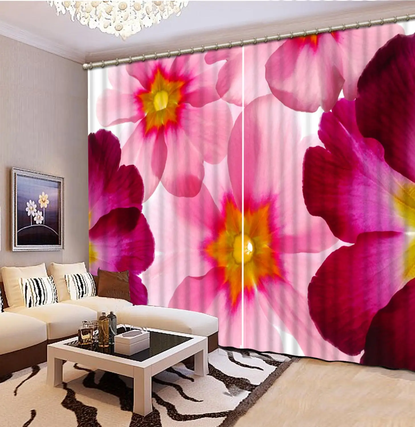 

customize european curtains Beautiful flowers window curtain bed room living room photo print curtains