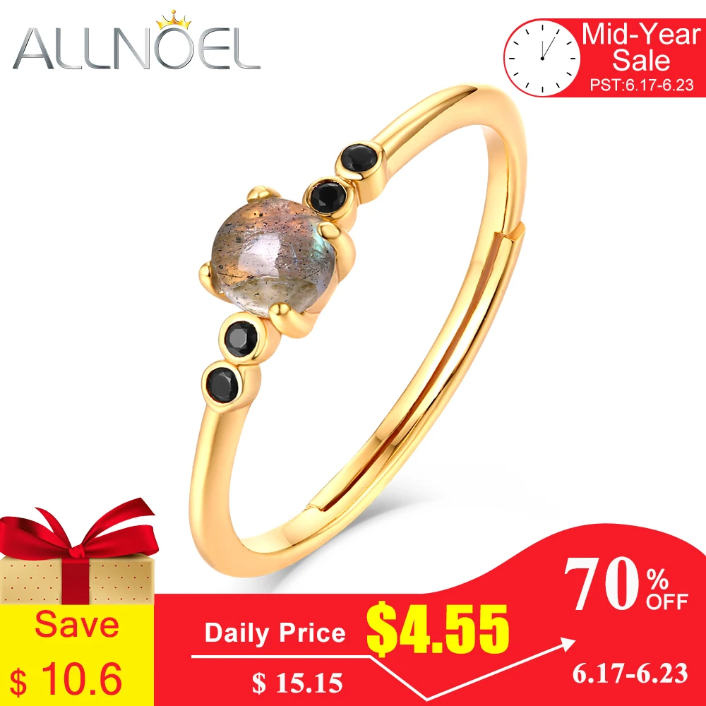 Allnoel 925 Sterling Silver Rings For Women 100 Natural Labradorite Gemstone 9K Gold Luxury Fine Jewelry Wedding Ring 2019 New huismerk kopen in de aanbieding Allnoel 925 Sterling Silver Rings For Women 100 Natural Labradorite Gemstone 9K Gold Luxury Fine Jewelry Wedding Ring 2019 New huismerk kopen in de aanbieding