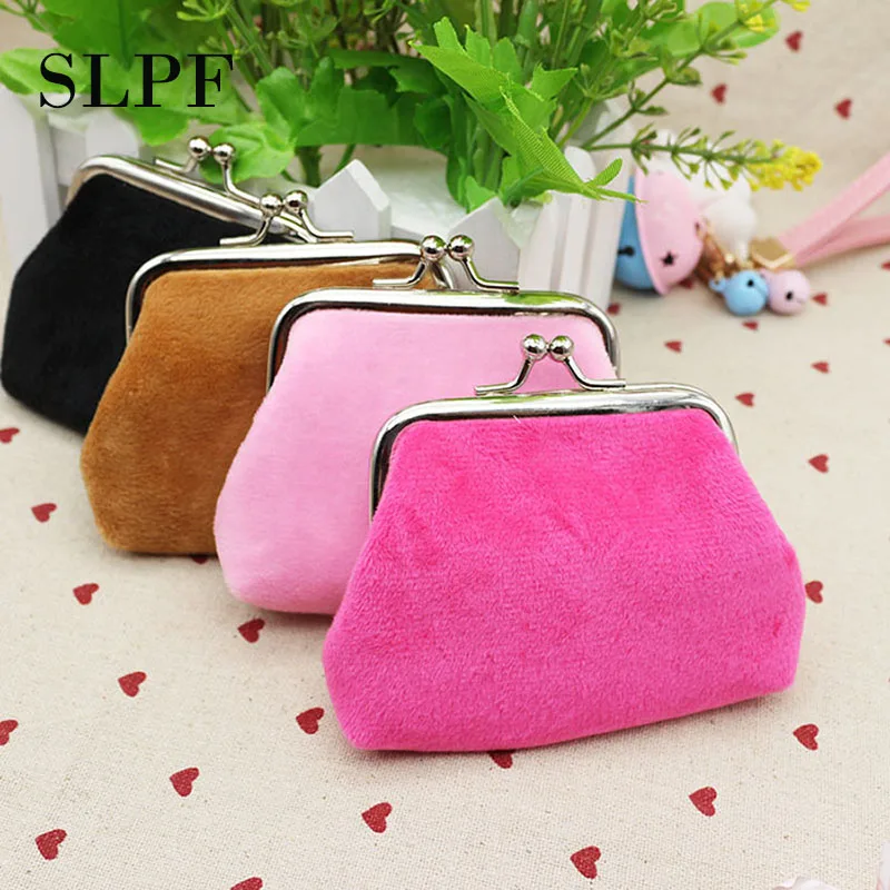 SLPF Autumn Winter Candy Color Plush Purse Student Fabric Key Headset Card Package Children Boy Girl 2