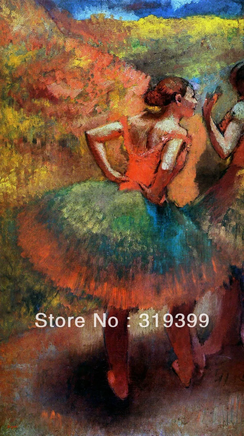 

Oil Painting Reproduction on Linen Canvas,Two Dancers in Green Skirts ,12X24'',Free DHL FAST Shipping,100%handmade