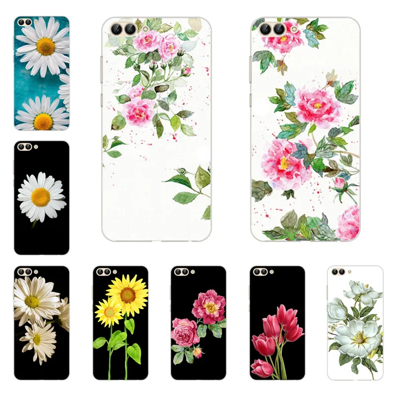 huawei p smart Case Silicon flowers Painting Soft TPU Back Cover for Protect Phone cases shell |