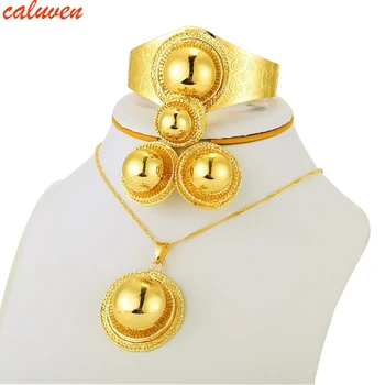 

Ethiopian Gold Jewelry set Necklace/Earrings/Ring Gold Color Habesha Jewelry sets,Africa Eritrea Wedding Gifts