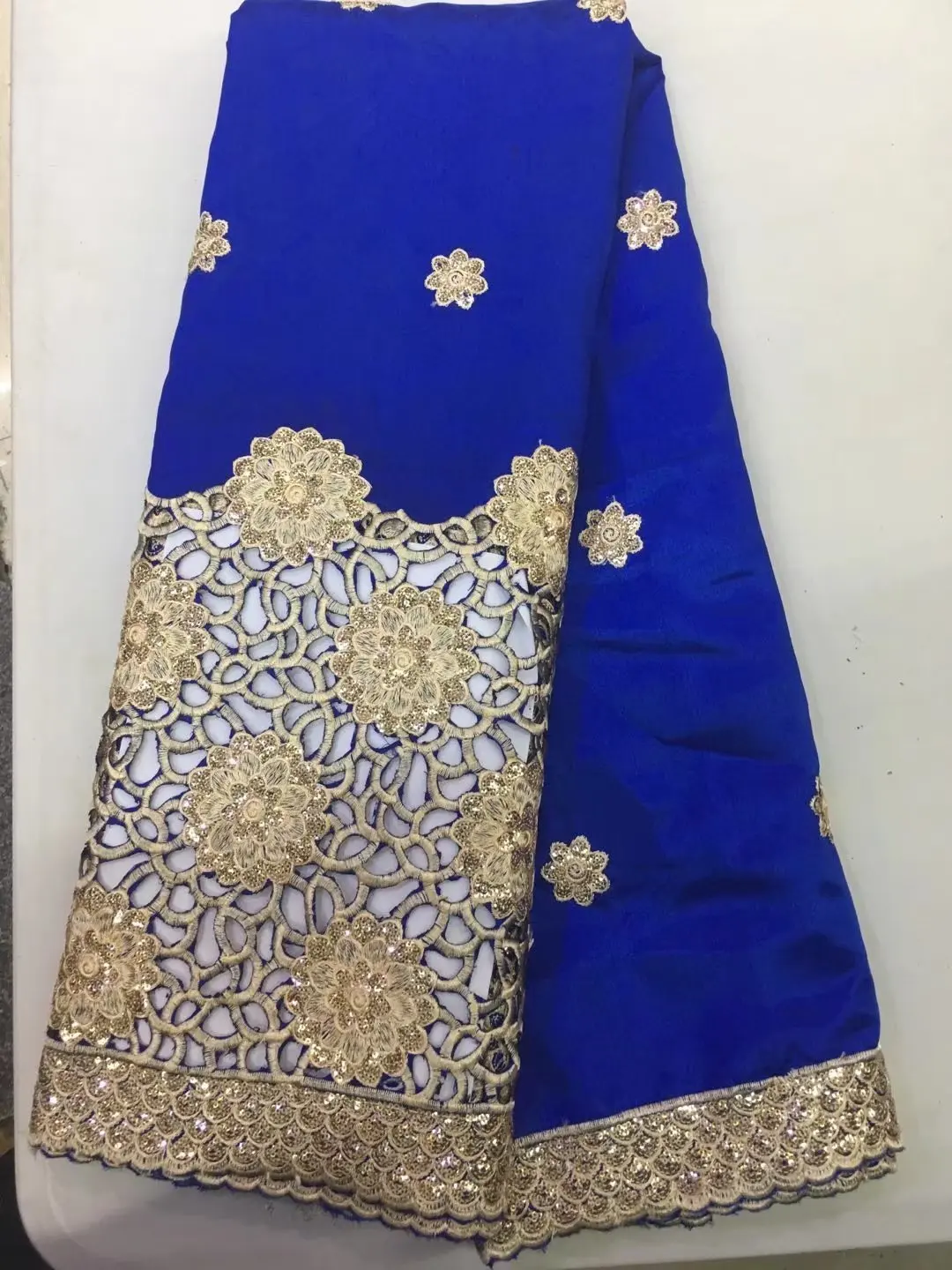 

Blue Nigerian Lace For Wedding Free Shipping African George Lace Fabric With Sequin High Quality 2017 Indian George 5yard/lot