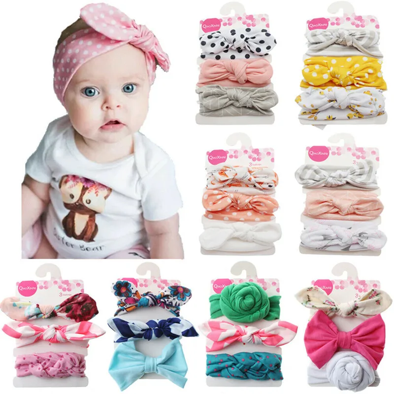 

PUDCOCO 3 Pcs/Set Kids Baby Girls Bowknot Flower Headband Children Hair Band Accessories Headwear