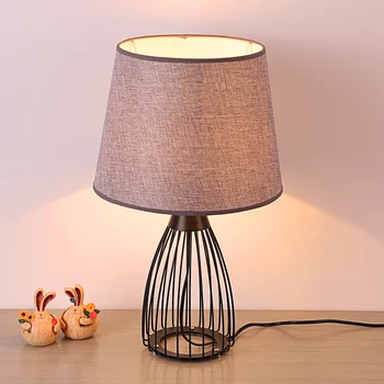 

Romantic wedding gift table lamps cloth+iron for bedroom bed lamp warm living room lighting decorative table lights ZA