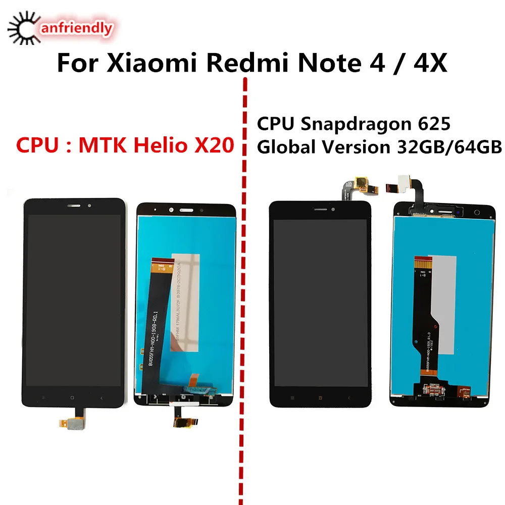 ЖК дисплей и сенсорный экран для Xiaomi Redmi Note 4 сменный дигитайзер в сборе телефона