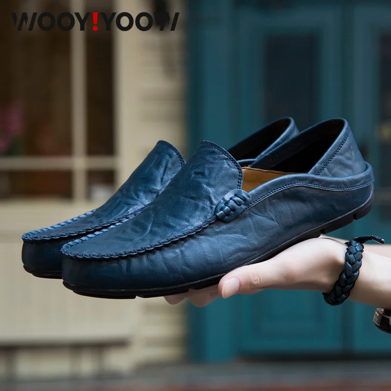 

Men's Casual Shoes Driving Shoes Loafers 2019 new High Quality genuine Leather Soft Moccasins Flats luxury brand