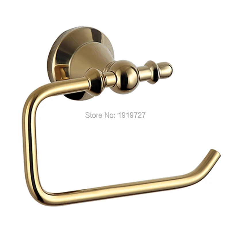 High Quality 100 Brass Rust Protection Single Post Toilet Paper Holder Wall Mount Bathroom Lavatory Gold