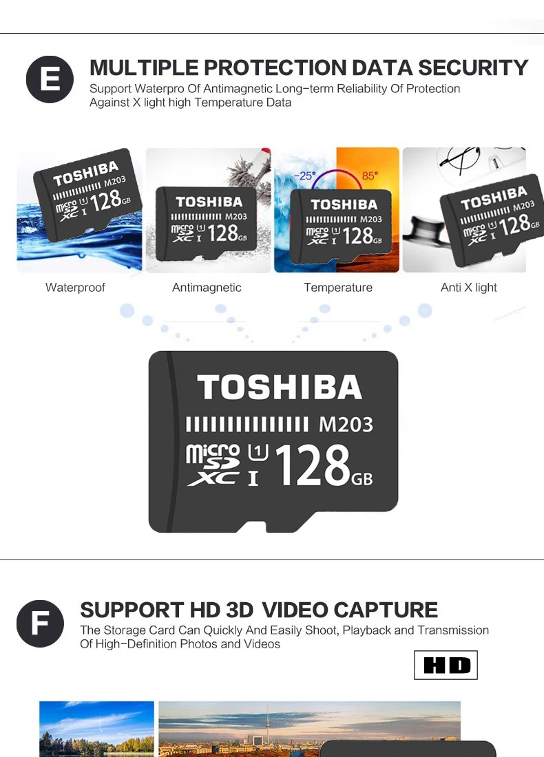 TOSHIBA Micro SD карта 16 Гб/32 ГБ/64 Гб/128 Гб памяти TF Транс флэш-карта Mini SD карта класс 10 U1 Microsd карта для смартфонов/планшетов