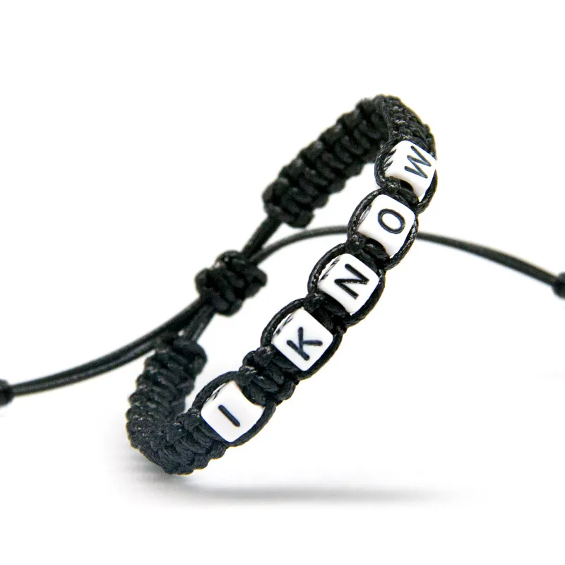 

2pcs Fashion I Know I Love you Couple Bracelets for Women Girl Black Words Charm Adjustable Bracelet Jewelry Gifts Decoration