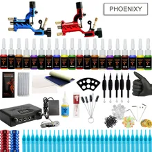 Полный комплект татуировки 2 Rotaty пулемет черный набор чернил блок питания ручки боди-арт набор инструментов татуировки Постоянный Макияж Набор Татуировок